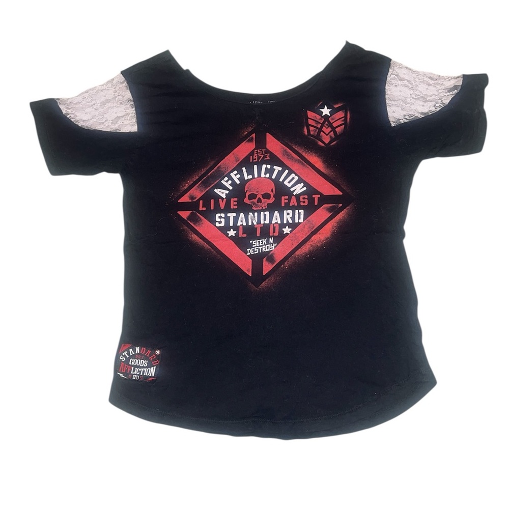 Affliction Black and Red Short Sleeve Tee